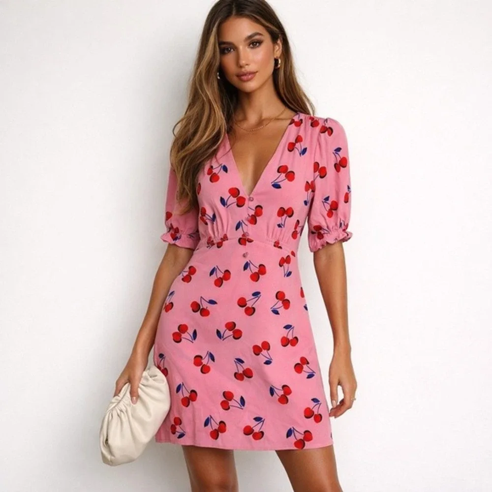 Kate Spade New York Cherry‎ Toss Dress Rosy Carnation Pink Womens 10 NWT